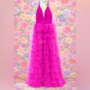 Fuchsia Tulle Prom Dress